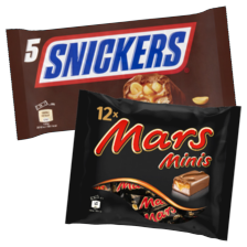 Mars, Twix, Bounty, Snickers of Milky Way mini's